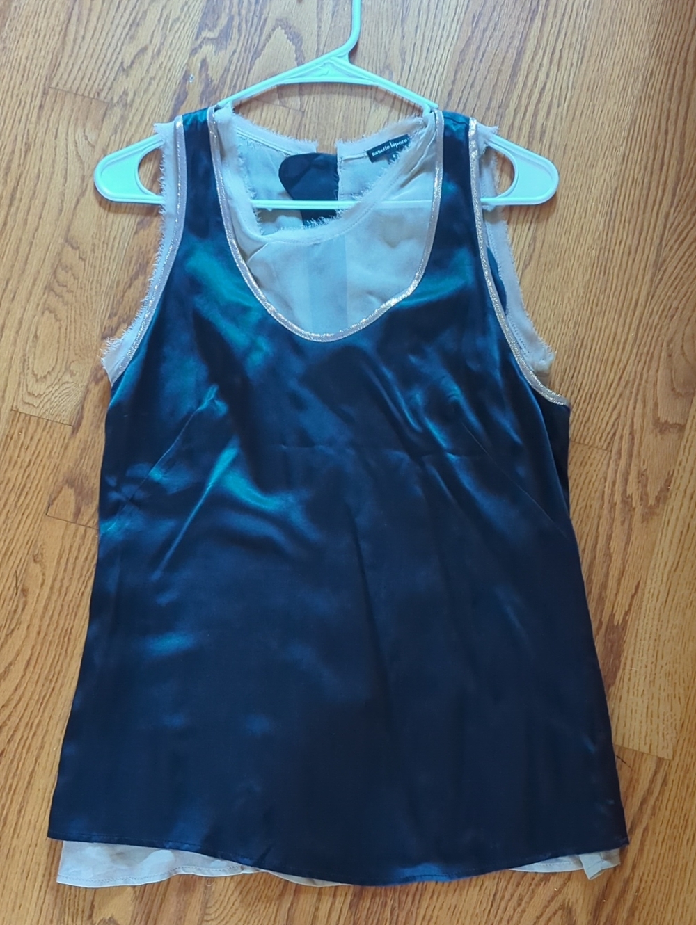 Nanette Lepore Navy Tan Silk Tank Top Size 4